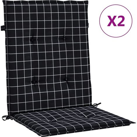 Coussins de chaise à dossier bas lot de 2 noir à carreaux tissu (1/5)