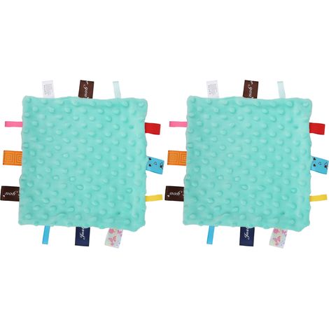 Lot de 2 couvertures de sécurité pour bébé, douces et apaisantes, en peluche verte. (1/5)