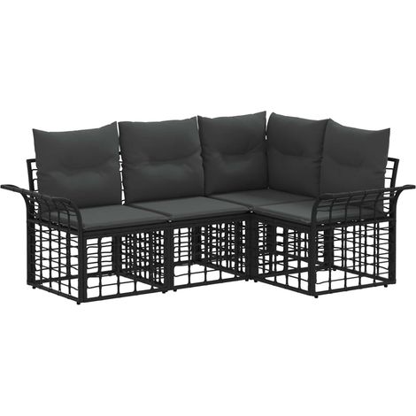 Conjunto de sofás de exterior 4 pcs Negro y Gris oscuro vidaXL (1/5)