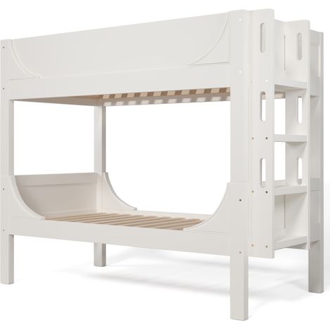 Letto a castello per bambini smontabile 90x200 cm bianco, scala reversibile, design slitta (1/5)