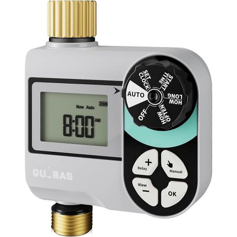 Minuteur d'arrosage laiton programmateur tuyau, écran HD étanche, programmation intervalle 1 zone, modes pluie/manuel/automatique (1/5)