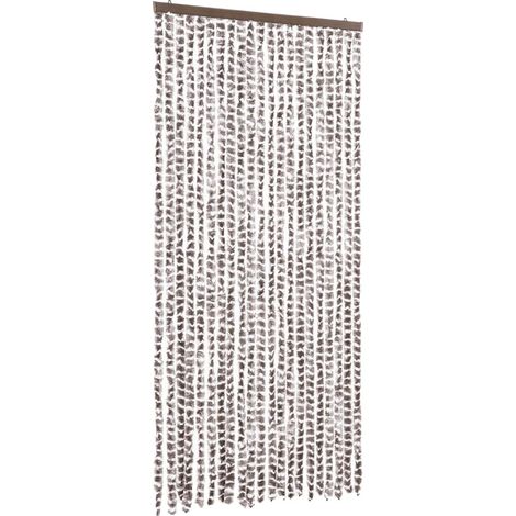 Rideau anti-mouches taupe et blanc 90x200 cm chenille