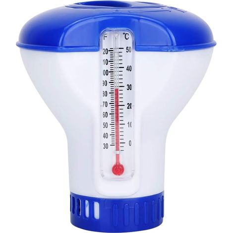 MIMOSON-Chlore Piscine Galet Flottant Thermomètre de Chimique Flottant Distributeur de Chlore de Piscine Chimique avec Support de Tablette thermomètre (610 cm) (1/5)