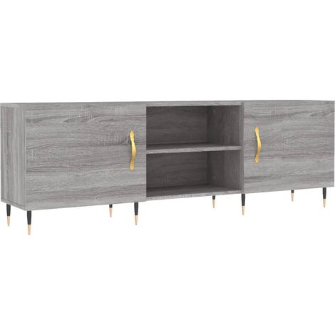 Mueble TV sonoma gris 150 x 30 x 50 cm con amplio espacio de almacenamiento patas de hierro de madera contrachapada gris 020048704 (1/5)