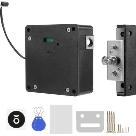 Verrou électronique pour armoire - Verrouillage RFID - Pour le bureau, le tiroir - Pour porte, armoire, placard (noir) (1/5)