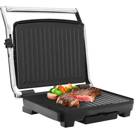 Gril de contact, gril électrique 2000W, Température Réglable 100-250℃, plaque de cuisson antiadhésive, pour Steak, sandwichs, viande grillée, acier inoxydable (1/5)