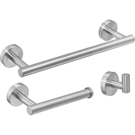 Porta asciugamano porta carta igienica gancio per asciugamano, accessori bagno 3 in 1, argento (1/5)