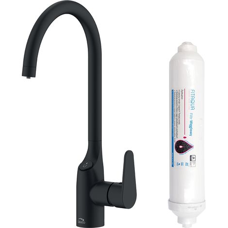 Rubinetto Lavello Nero con Filtro Amii Acqua Filtrata, Beccuccio a U 360°, Design Moderno (1/3)