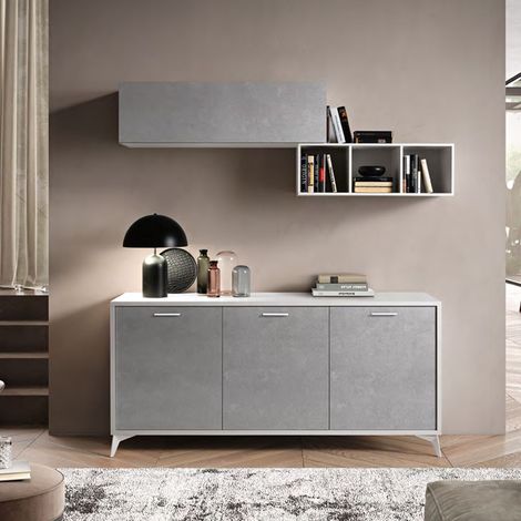 Madia 3 ante battenti Baster linea Prevaling finitura Argento e Bianco Frassino (1/2)