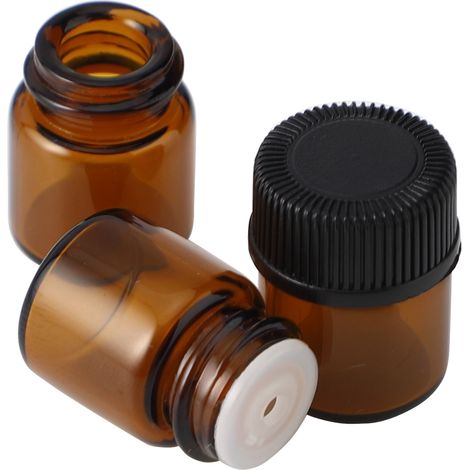 100 Flacons à Huiles Essentielles en Verre Épais Résistant aux Chocs et aux UV, Portable Marron