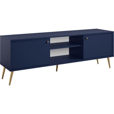 Mobile TV design AZURÉA – 2 porte & 2 nicchie – Blu profondo – 156x55x41 cm