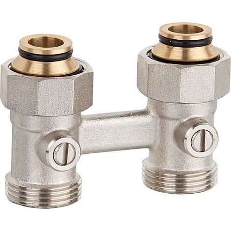 Raccord double de robinet a bille systeme bitube fil fem 3/4" passage avec eurocone