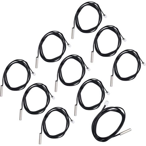 Lot de 10 sondes à thermistance NTC capteur de température sonde 5x25mm tête cylindrique mesure 20K B3950 (1/5)