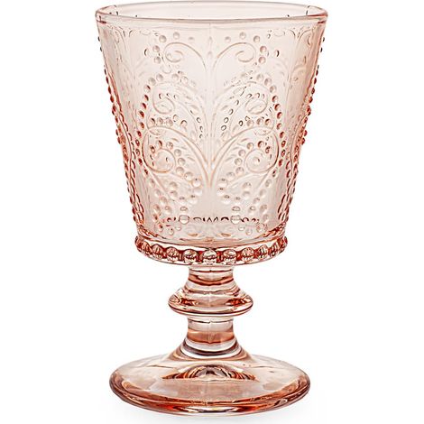 Lot de 4 verres de jardin en verre travaillé rose antique 25 cl - élégants, résistants et lavables au lave-vaisselle