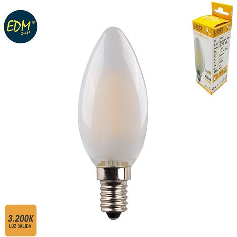 LED-EDM-Filamentkerze, mattes Glas, E14, 4,5 W, 470 lm, 3200 K, warmes Licht, Ø 3,5 x 9,8 cm