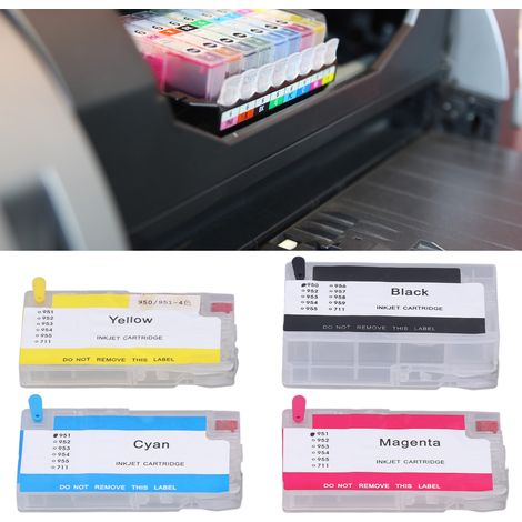 Compatible avec les cartouches d'encre rechargeables HP Officejet Pro 251dw/276dw/8100/8600/8610/8620/8630/8640/8650 de la série quatre couleurs 950XLK/951XLC/951XLM/951XLY.
