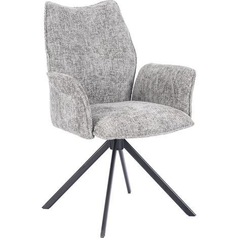 Home Heavenly® - Pack 2 sillas giratorias ANDREA, diseño moderno con brazos, tapizadas y con retorno automático. Color: Gris (1/5)