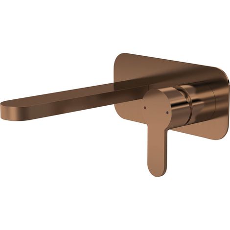 Nuie Arvan 2-Hole Wall Mounted Basin Mixer Tap with Plate - Brushed Bronze (1/2)