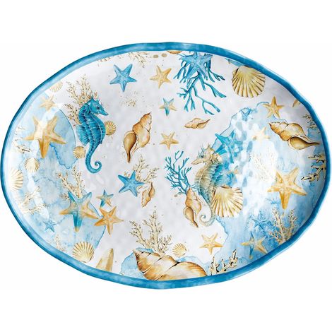 Regalo Italiano Vassoio Ovale Melamina Shell 40 x 30 x 3 Cm Blu 1 Pz