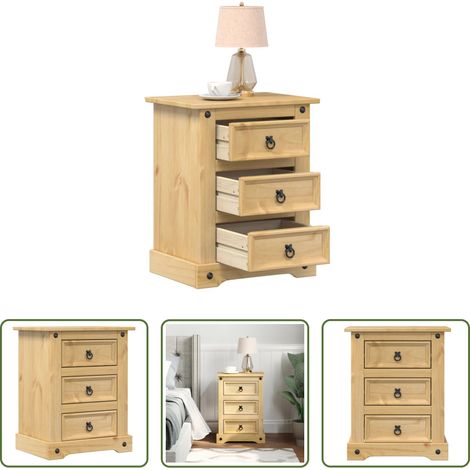 Bois de pin massif - Table de chevet Corona 53x39x66 cm bois de pin massif (1/5)