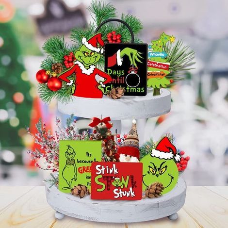 Ensemble de décorations de Noël - 6 panneaux en bois décoratifs de Noël pour table, style rustique, pour les fêtes de fin d'année à l'intérieur. (1/5)