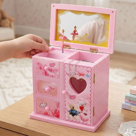 Boîte à Bijoux Musicale pour Filles, Boîte à Musique Rotative Dansante Ballerine, Rangement de Bijoux pour Enfants avec Miroir, Cadeau de Ballet de Princesse pour Anniversaire, à Ballerine (1/5)