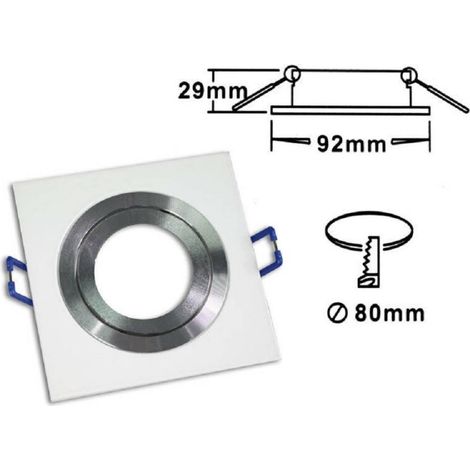 TrAdE Shop Traesio - Portafaretto Incasso Faretto Gu10 Quadrato Acciaio Portalampada P3 Bianco Silver -