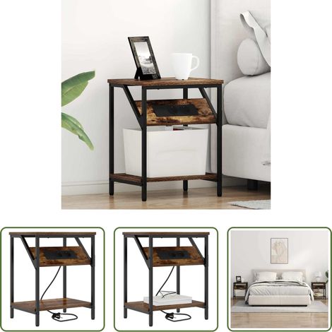 Rangement chambre -  Cabinet de chevet Chêne fumé 38 x 30 x 48 cm Bois d'ingénierie (1/5)