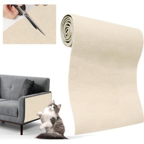 Self-adhesive scratching mat, 200 cm x 40 cm, cat scratching mat, cat scratching mat, for cats, DIY, cuttable, scratching mat, cat wall to protect the sofa (beige - 1