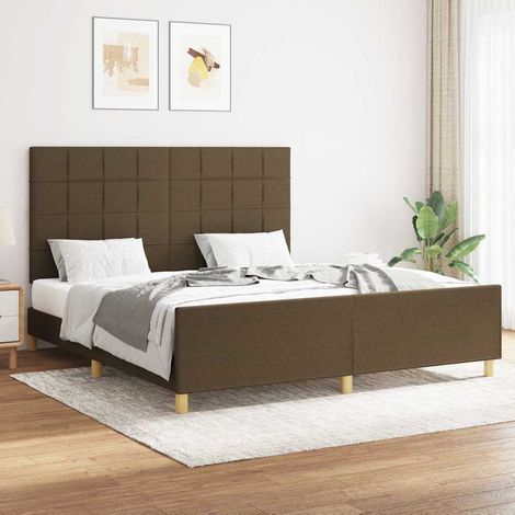 vidaXL Cadre de lit sans matelas marron foncé 160x200 cm tissu (1/5)