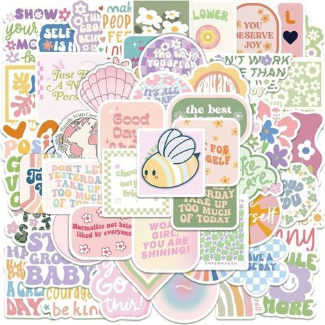 100 dänische Pastell-Sticker, ästhetische und niedliche Sticker, Inspirationssticker, mädchenhafte Scrapbooking-Sticker für Computer, Wasserflaschen und Scrapbooking (1/5)