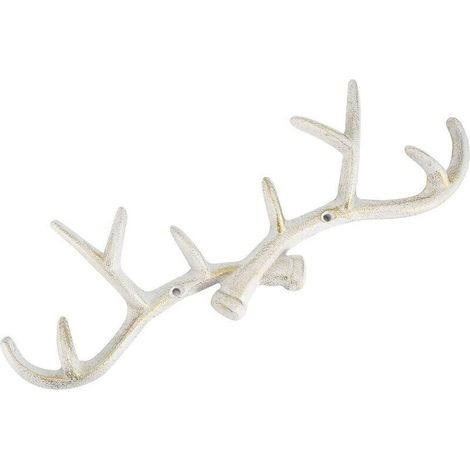Creative Vintage Iron Deer Cornus Crochets Murale Cintre Chapeau Porte-Robinet Salle De Bains Serviettes Cintre Maison Suspendus Ornements(Blanc) (1/5)