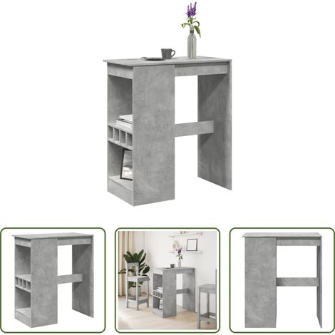 Bois d'ingénierie - Table de bar avec étagères gris béton bois d'ingénierie (1/5)