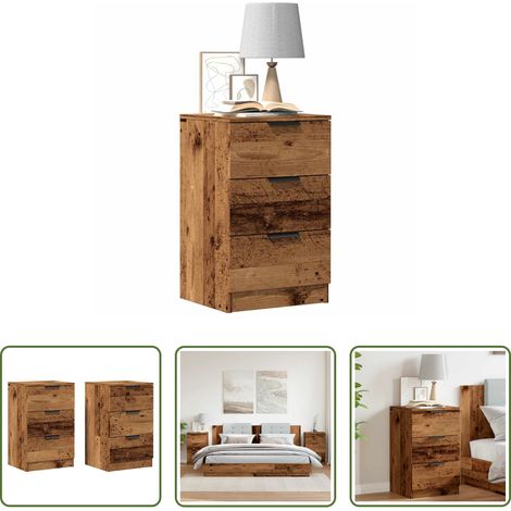 Holzwerkstoff - Nachttische 2 Stk. Altholz-Optik 40x36x65 cm Holzwerkstoff (1/5)