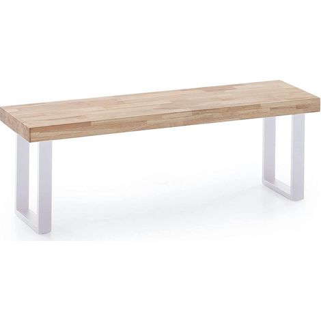 Pegane – Banc d'assise chêne nordique – Pieds blancs – Largeur 120 cm x Profondeur 34 cm x Hauteur 47 cm – Plateau épaisseur 54 mm en bois