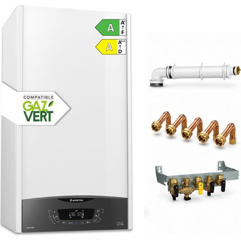 Ariston CLAS ONE 25 kW, Chaudière à Condensation Complète (Barrettes, Douilles, Ventouse), Classe Energétique A, Compacte,