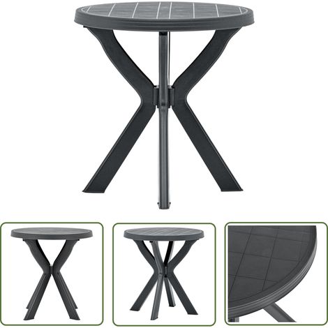 The Living Store Bistrotisch Anthrazit Ø70 cm Kunststoff - Gartentisch - Bistrotisch - Kunststoffe Möbel - Outdoor Möbeln - Terrasse Dekoration (1/5)