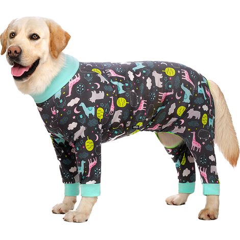 1 Combinaison chien, coton léger, manches longues, col montant, imprimé girafe ou camouflage, pour grande race (1/5)