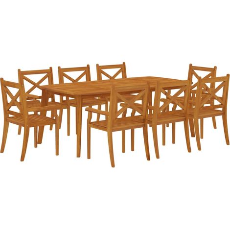 Set da pranzo da giardino mobili da esterno 9 pezzi in legno massello di acacia 020014081