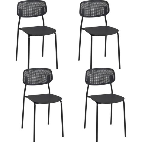 Ensemble de 4 chaises de cuisine empilables AZA (blanches) (1/5)