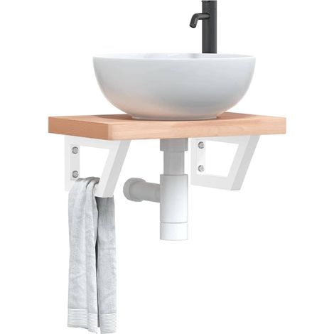 Shelf Brackets for Washbasin 2 pcs White Trapezium Steel vidaXL
