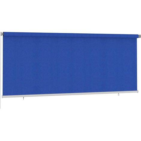 Store enrouleur d'extérieur brise-vue pour terrasse en PEHD bleu 355 x 140 cm (1/5)
