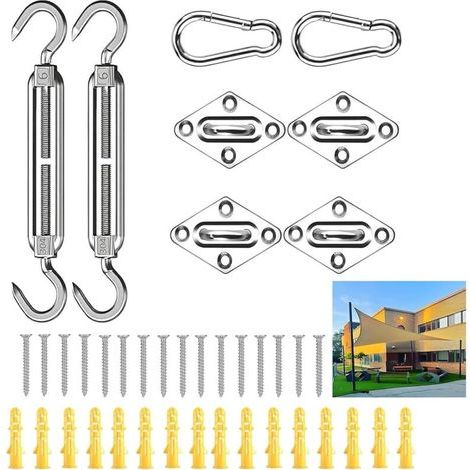 40 pièces Kit de Fixation Voile D'ombrage,Acier Inoxydable 304 Kit Accessoires de Fixation de Matériel,Kit de Fixation pour Voile de Jardin,pour Pergola Balancelle Tonnelle de Jardin Voile D'Ombrage (1/5)