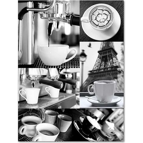 Tableau bois café noir et blanc - 60 x 80 cm (1/4)
