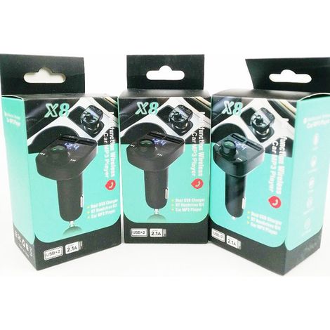 Elegant Bluetooth Car Receiver/Transmitter X8 Multifunctional Dual Car Charger/Cigarette Lighter -- X8 (1/3)