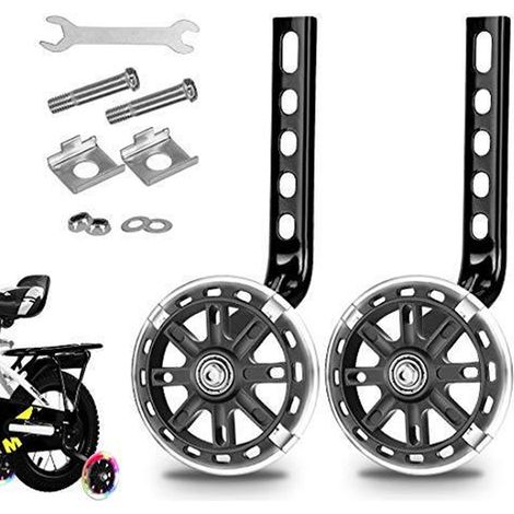 Roue auxiliaire pour poussette de vélo 12, 14, 16, 18 et 20 pouces, roue de protection et d'équilibre, roue clignotante (1/5)