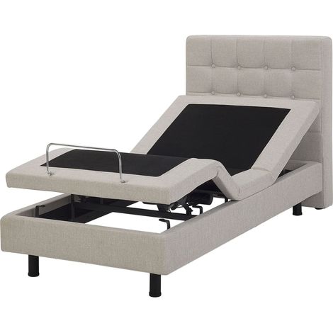 Bett verstellbar Stoff DUKE 90 x 200 cm Beige (1/5)