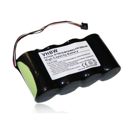 vhbw Batería reemplaza Fluke B11483, BP120, BP120MH para medidor (3000 mAh, 4,8 V, NiMH)