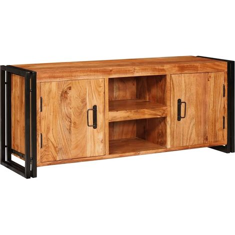 Mobile porta TV rettangolare con ampio spazio di archiviazione stile rustico 120 x 30 x 50 cm legno di acacia marrone 020058091