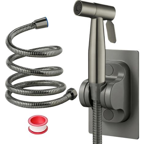 1,5 Mètre Acier Inoxydable Kit Douchette WC-Ensemble, Gris Foncé Douchette Toilette, Robinet-Douchette WC, avec Tuyau en Acier Inoxydable, pour à la Salle de Bain, à la Cuisine, à L'hôtel (1/5)
